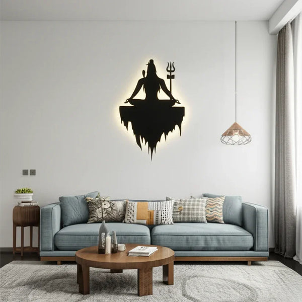 Backlit Lord Shiva Meditating LED Wall Art | Spiritual Home & Meditation Decor