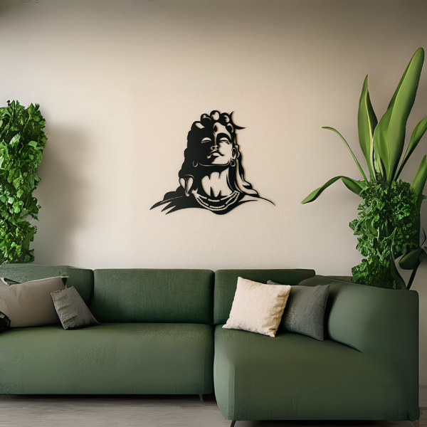 Adiyogi Lord Shiva MDF Wooden Wall Art – Large 24x20 Inch Spiritual Wall Hanging for Home Décor