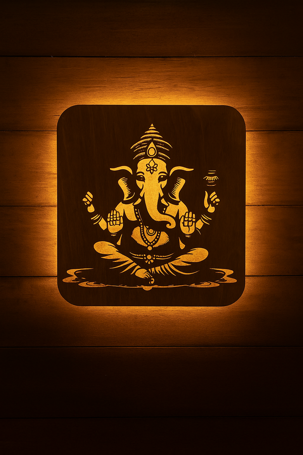 Majestic Ganesh Illume Panel – Premium MDF LED Wall Art for Spiritual Home Décor